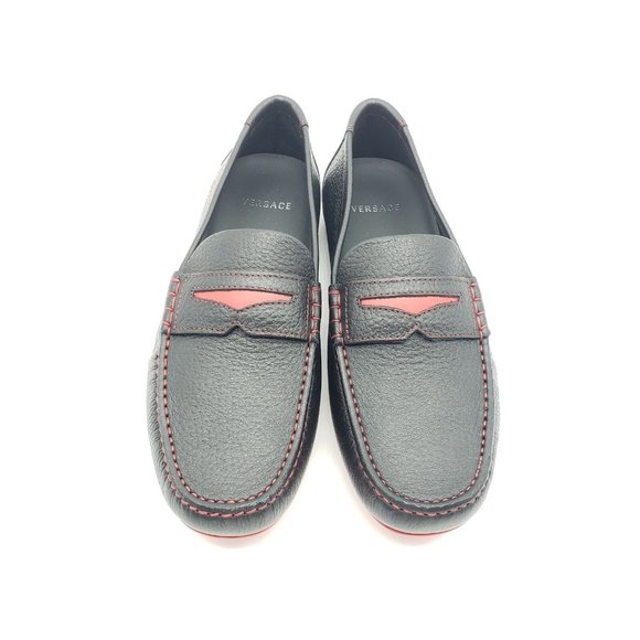 Versace Medusa Leather Loafers Moccasin Black - 39 - Picture 3 of 10